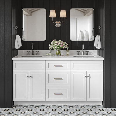 Hamlet 67'' Double Bathroom Vanity with White Quartz Top