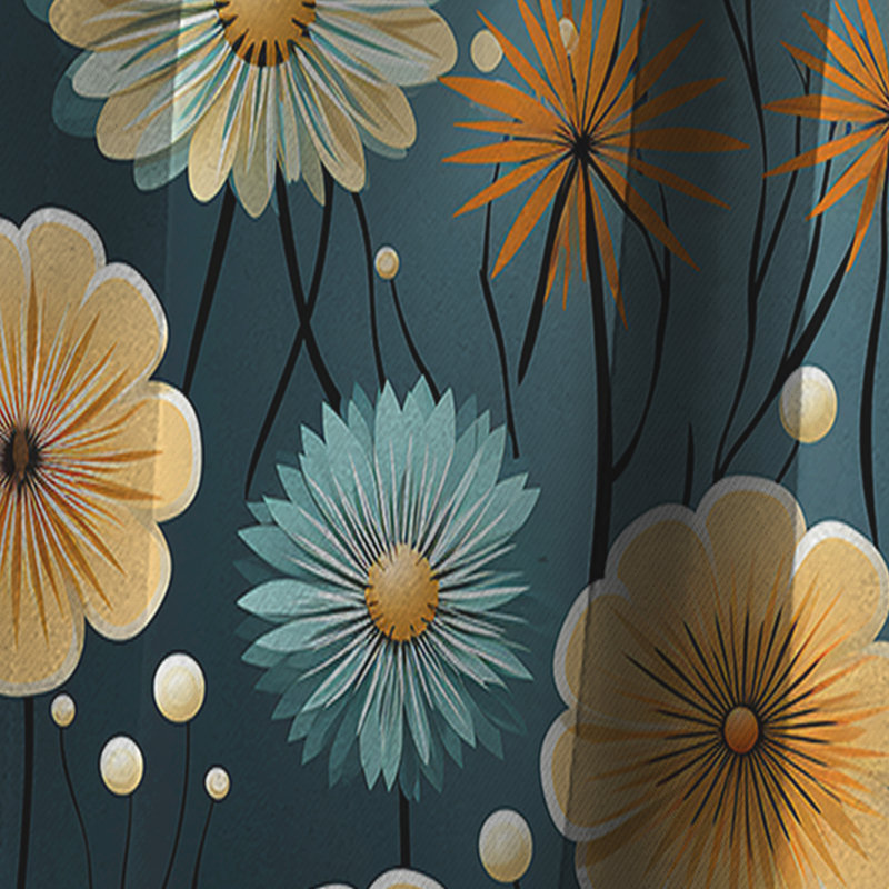 Mod Botanical Delight - Rideau Mid-Century - Rideau occultant géométrique - 1 panneau, L 52 po x L 95 po
