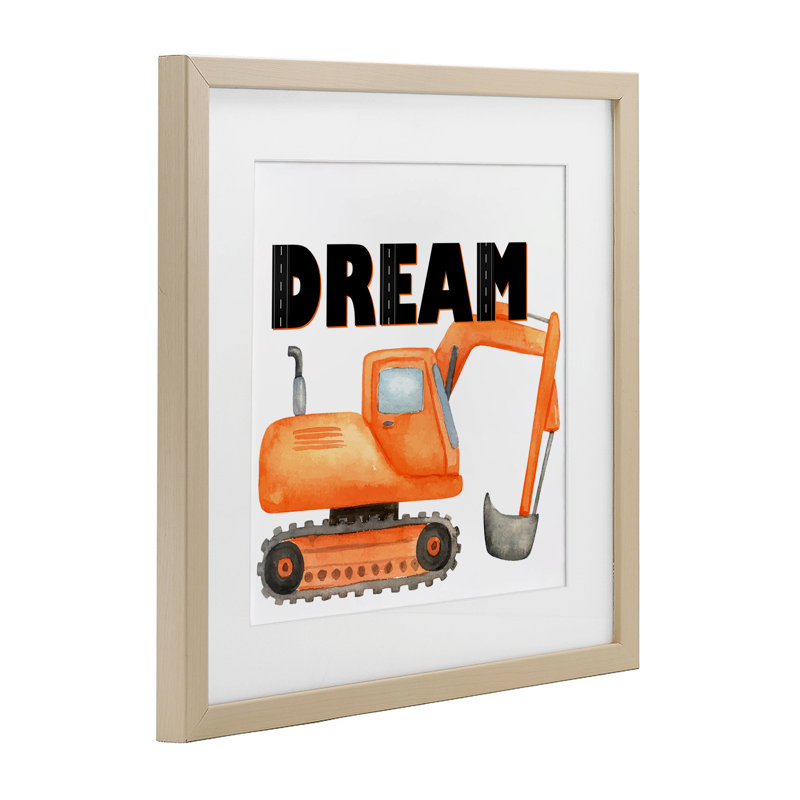 «Dream with Orange Excavator», reproduction d'art sous verre encadrée par Kim Allen, H 13 po x l 13 po