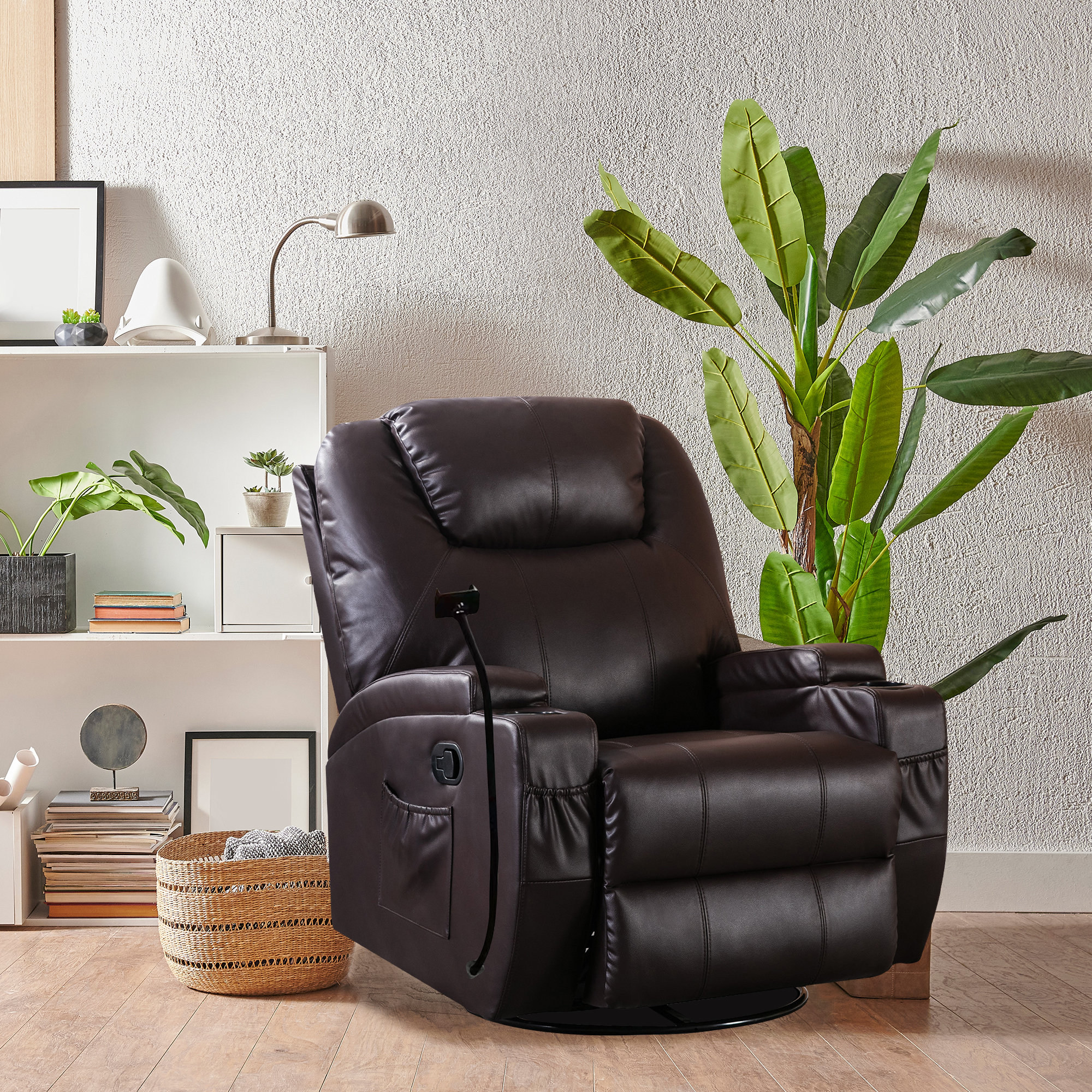 Orren Ellis Faux Leather Recliner Heated Massage Chair With
