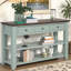 Console en bois de pin massif 48 po - table d'appoint moderne avec 3 tiroirs de rangement et 2 tablettes, design rétro brun pour le salon ou le couloir-129021072