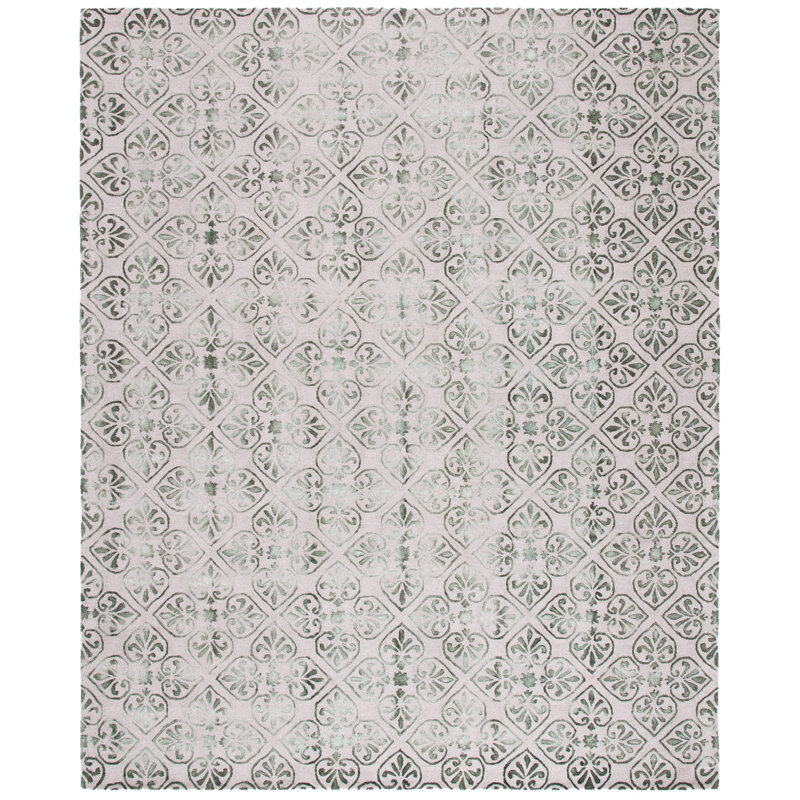 Oakton Hand Tufted Wool Floral Rug, Rectangle 5' x 8'