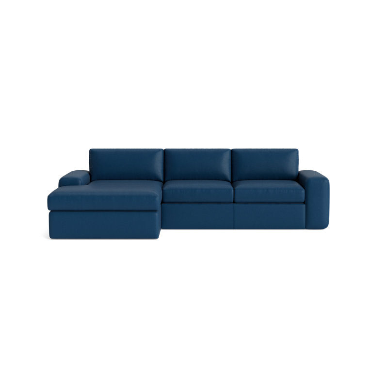 The OG Leather Chaise Sectional, Bison Deep Blue Top Grain Leather, Left Hand Facing