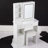 29.2" Small Size Left Drawer Desktop Vanity Table   Cushioned Stool, Large Sliding, Touch Control, Tri-Color Switching, Brightness Adjust LED Mirror, High Capacity Storage, Suitable For Small Space-1782904350