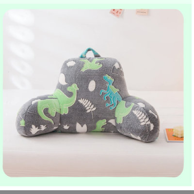Glowing Green Unicorn Bedrest Buddy - Plush Reading Pillow with Back Support and Arms for Kids - Dark Glow Bed Wedge for Sitting Up in Bed
