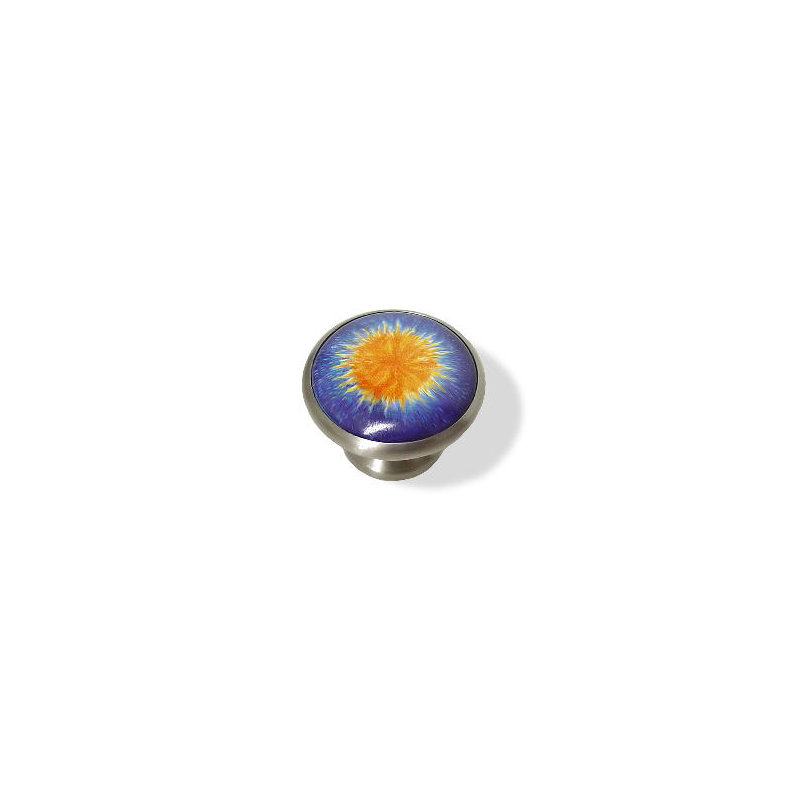 (5 Pack) 1-5/8 inch Knob Sun Design Satin Nickel Base
