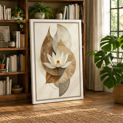 Lotus and Leaves Botanical - Wrapped Canvas