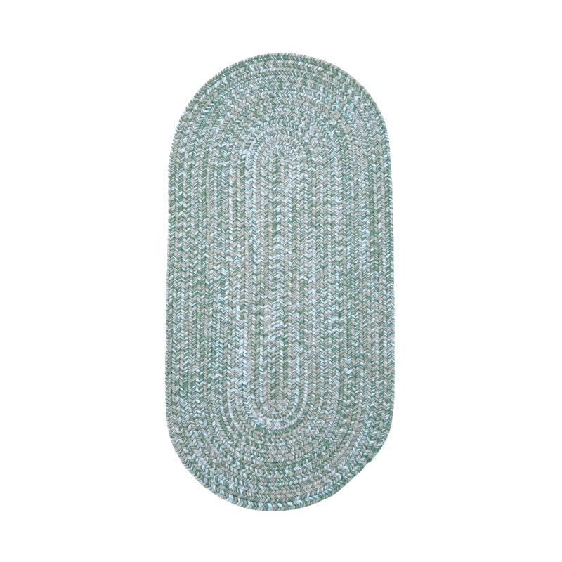 Tapis intérieur / extérieur en tweed vert Cayha, Tapis de couloir 2 pi x 9 pi