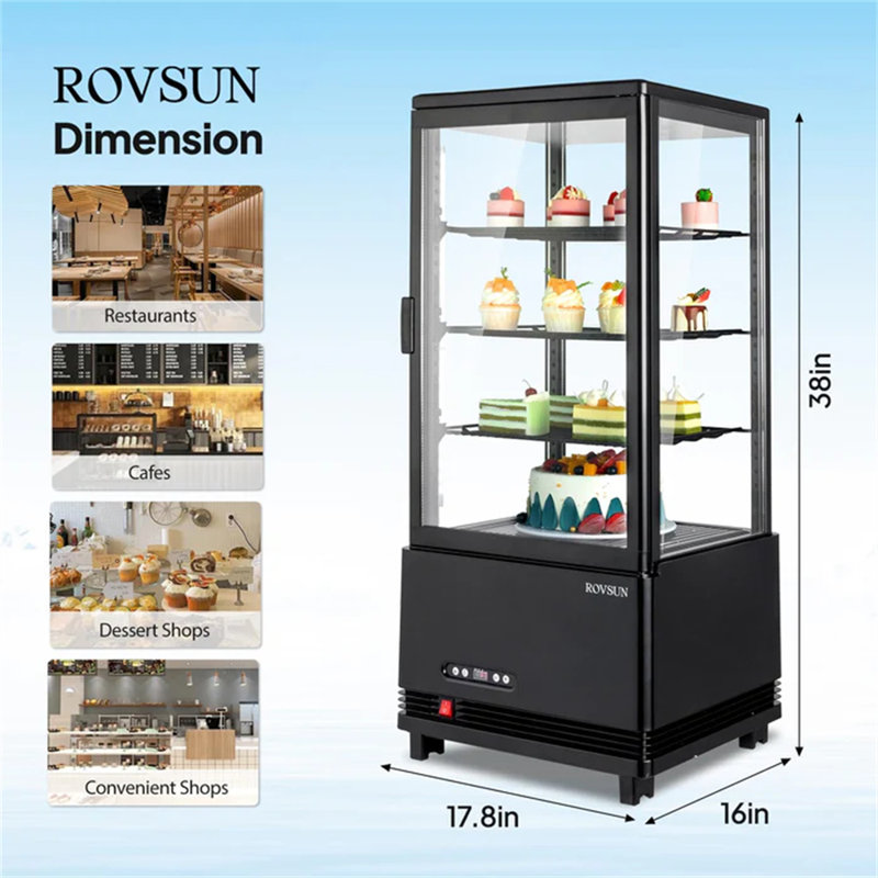 3 Cu.Ft Countertop Glass Refrigerated Bakery Display Case