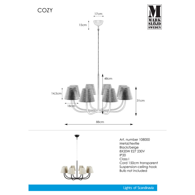 Katia 8 - Light Shaded Chandelier