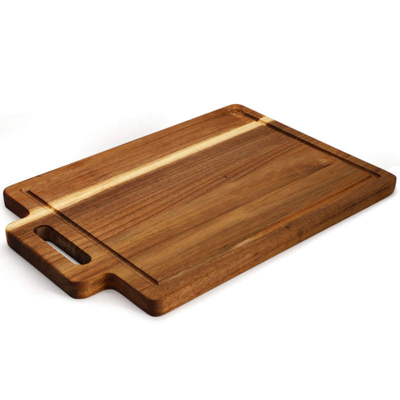  Planche de service rectangulaire en bois d'acacia 16,5 x 11 pouces avec poignée