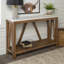 Table d'entrée Farmhouse à structure en A avec tablette inférieure - faux marbre blanc