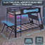 Lit superposé simple à cadre en bois noir avec bureaux de jeu doubles et ports USB-167837307