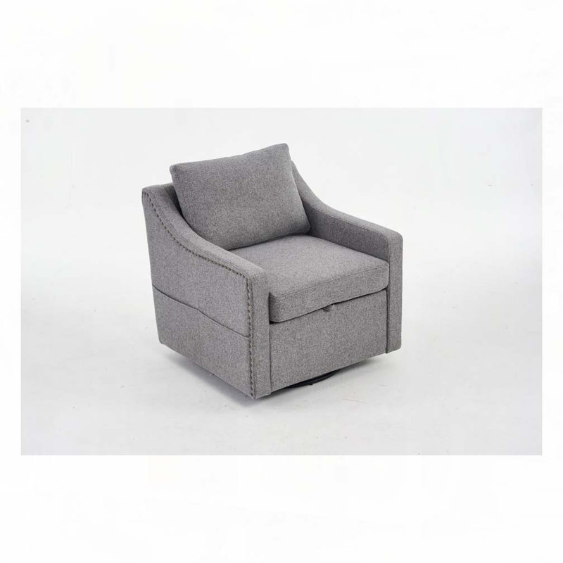 Fauteuil d'appoint pivotant en tissu Elacqua, Lin gris