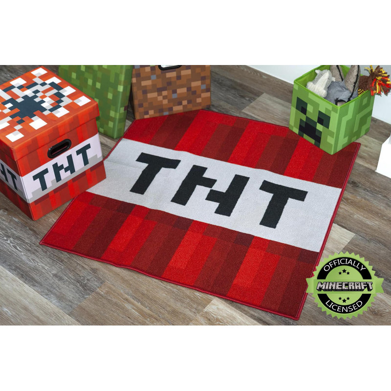 Minecraft Tnt Block Area Rug | Tnt Block Minecraft Rug | 39-inch Square Area Rug, Square 3'3" x 3'3"