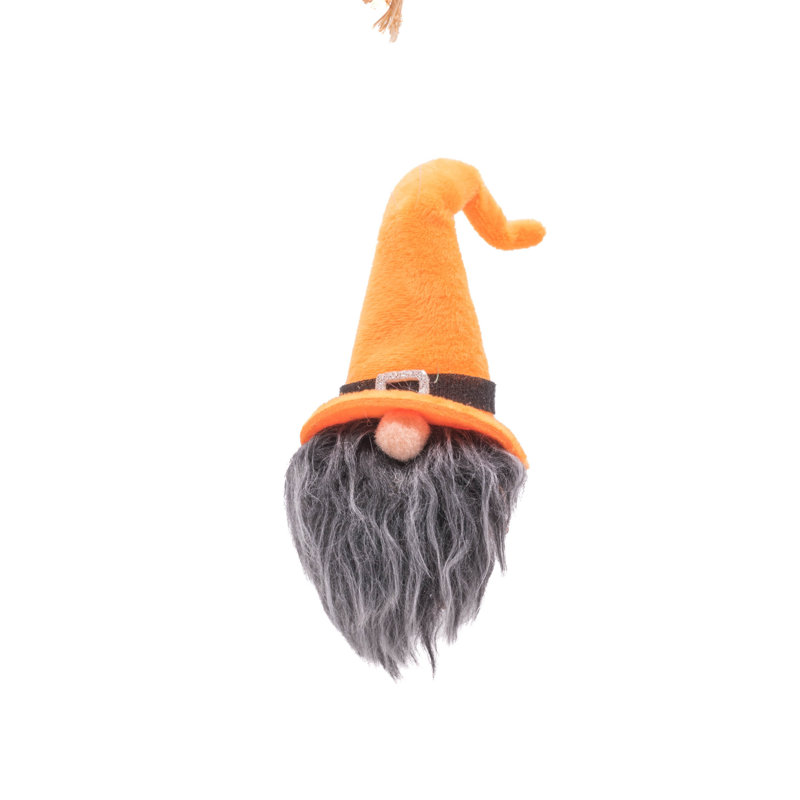 Tête de gnome de pèlerin suspendue en tissu orange