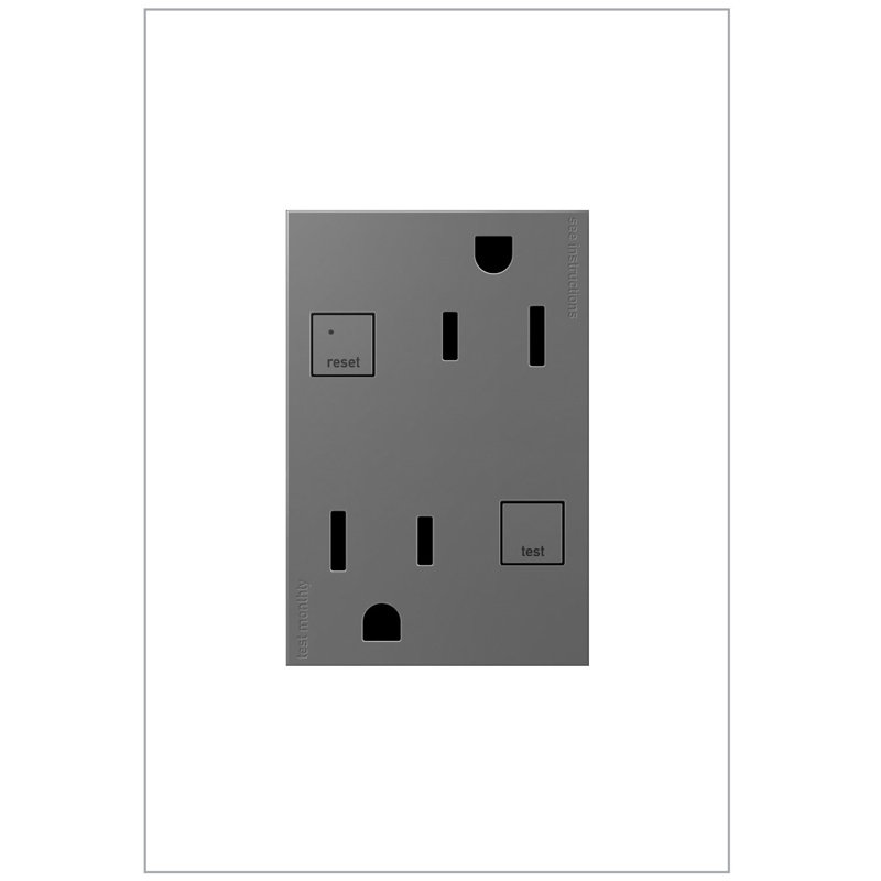 Prise de courant double anti-effraction de 15 ampères Adorne® GFCI, Magnésium