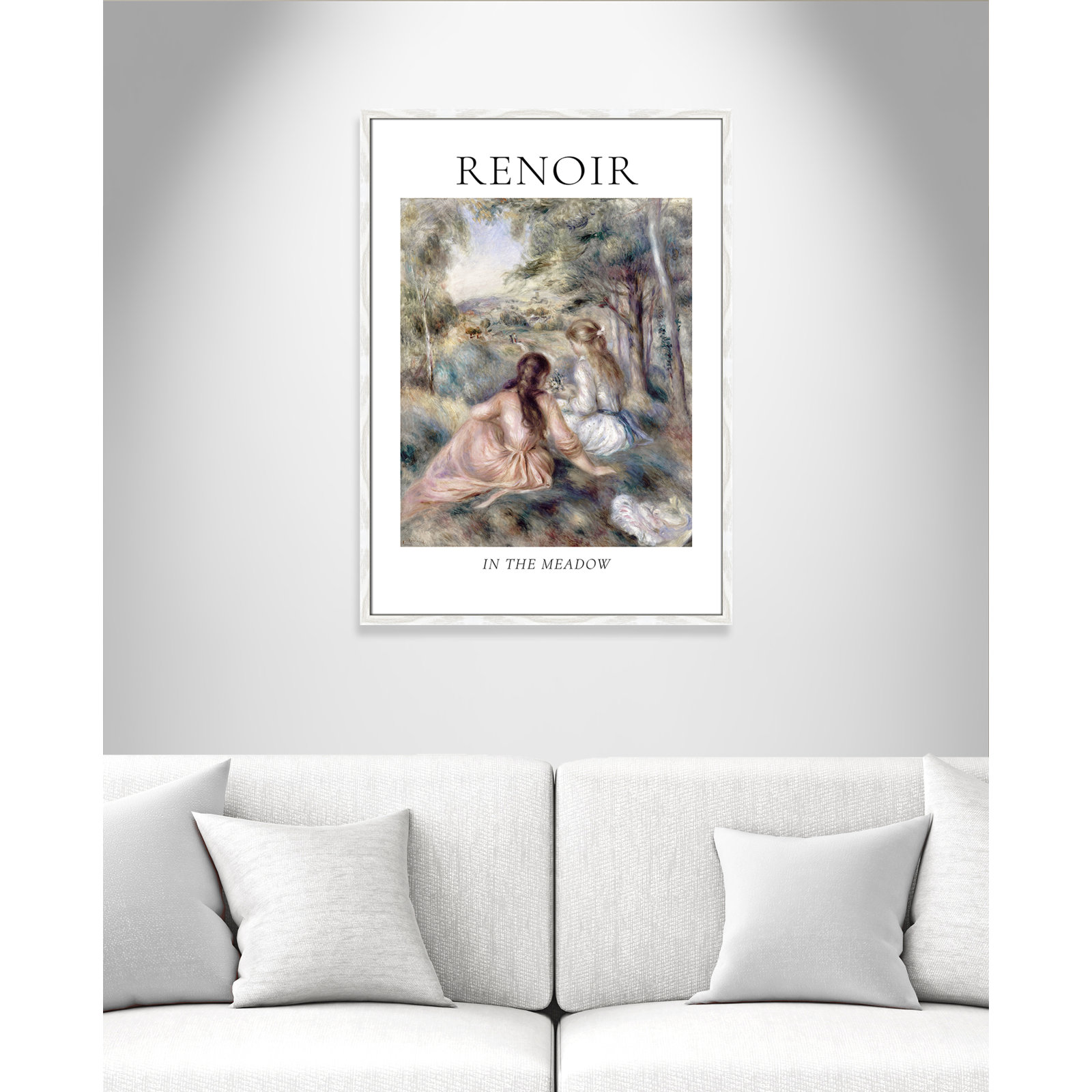 Old Masters Collection " In The Meadow " by Auguste Renoir, No, White Single Picture Frame, 35.5" H x 25.5" W x 0.75" D