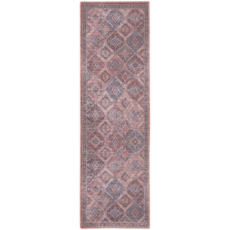 Mandurah Moroccan Machine Washable Polyester Area Rug in Purple, Rectangle 4' x 6'