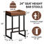 Tabouret de comptoir rembourré avec structure et repose-pieds en métal, tabouret de bar à hauteur de siège sans dossier-149472984-149472991-149472987