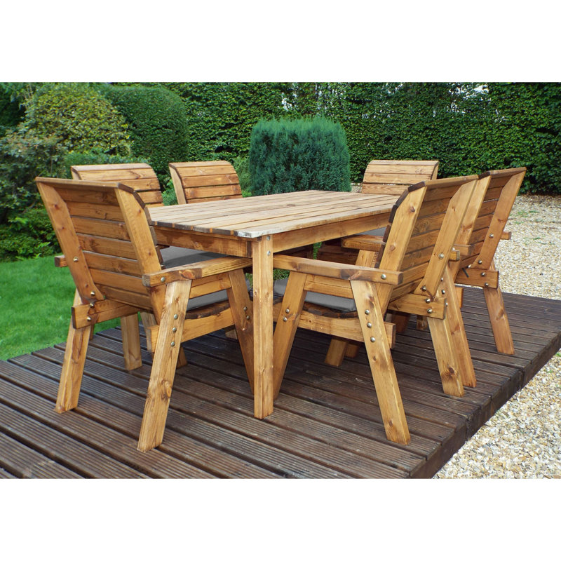 Faulkner 6 Seater Dining Set with Cushions and Parasol, Grey