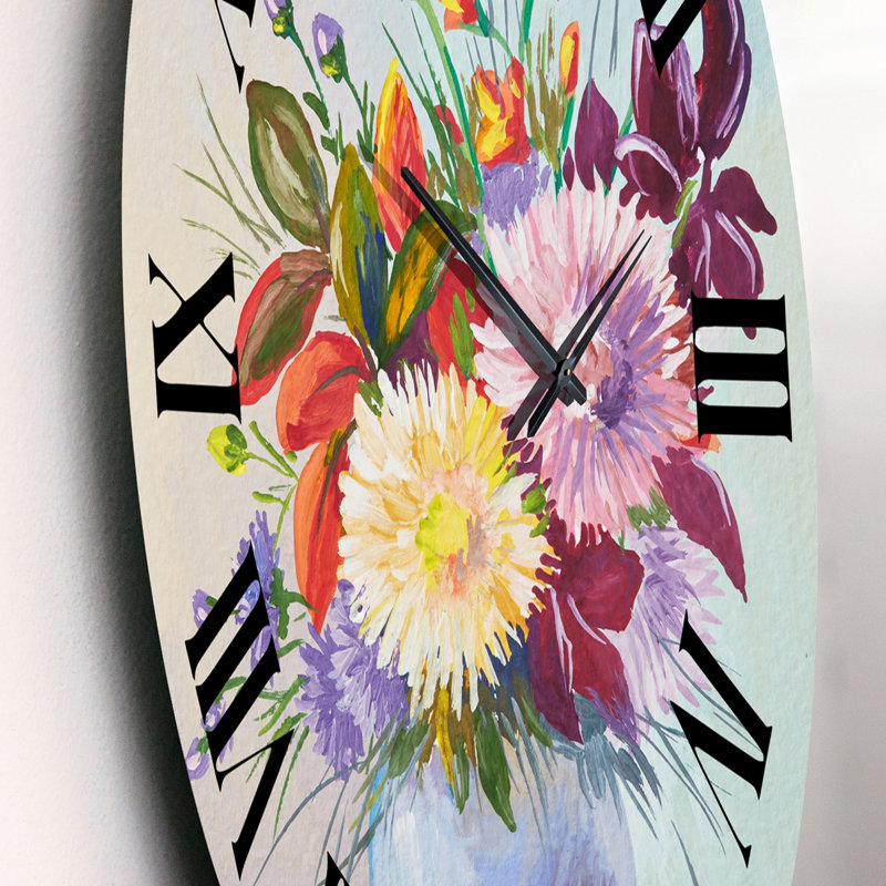 Nature morte avec des asters sur des fleurs blanches dans un vase - Horloge murale traditionnelle, Petit