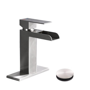 Waterfall Single Handle Bathroom Sink Faucet With Pop Up Drain