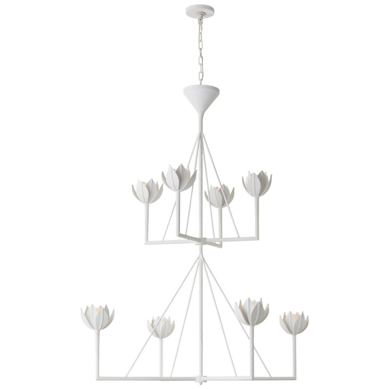 Julie Neill Alberto Medium Two Tier Chandelier, Plaster White, 58.5" H x 49" W x 49" D