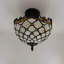 Luminaire de plafond en verre coloré Tiffany avec ampoules à DEL en cristal de couleur beige l 12 po x P 12 po x H 12 po