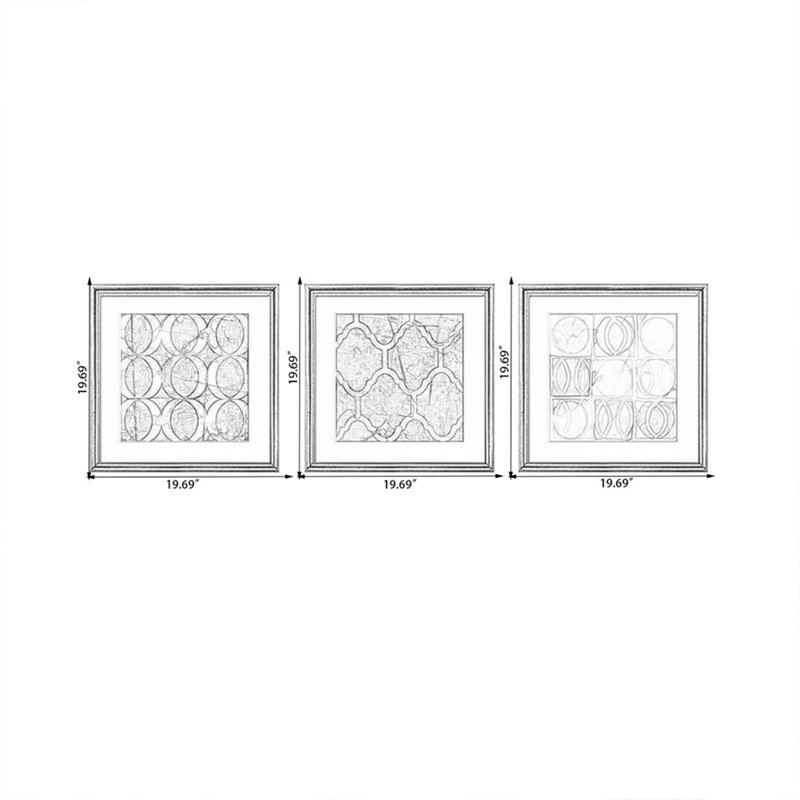 Ensemble de 3 pièces d'art mural Mid-Century, H 19,69 po x l 59,07 po