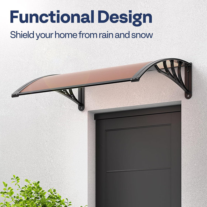 Auvent de porte de fenêtre en polycarbonate brun avec support noir, 40 po x 40 po