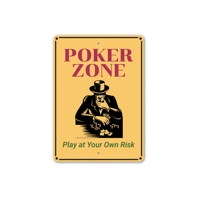 Plaque en aluminium Poker Zone, H 18 po x l 12 po x P 0,06 po