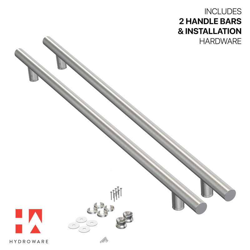 Barre de poignée de porte ronde à tirer / pousser - Acier inoxydable contemporain contemporain à long poignée de porte à tirer en acier inoxydable pour la porte d'entrée de la maison