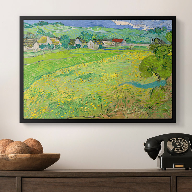 Les Vesseots in Auvers, 1890 - Vincent van Gogh, toile tendue avec châssis, 16x24, Noyer