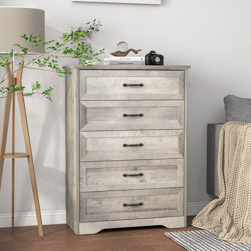 Dresser with 5 Drawers, Gray
