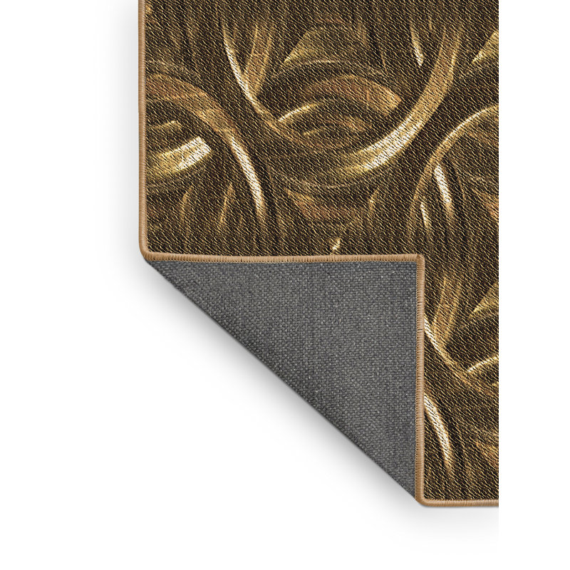 Tapis géométrique en laine brun, Rectangle de 3 pi x 5 pi
