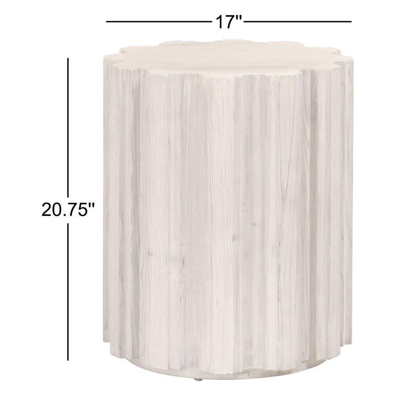 Table de bout cylindrique Carley de 20,75 po de hauteur Carley, Blanc délavé