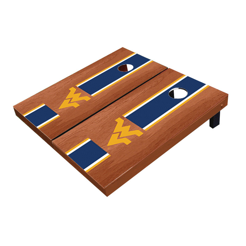 Planches de cornhole à rayures 2 'x 3' NCAA, Bois de rose marine assorti, Mountaineers de West Virginia