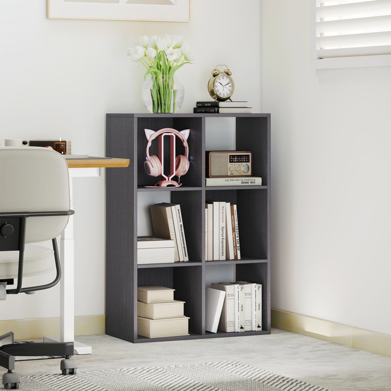 HOMCOM 6 Cube Bookshelf Modern Freestanding 3 Tier Bookcase, Grey