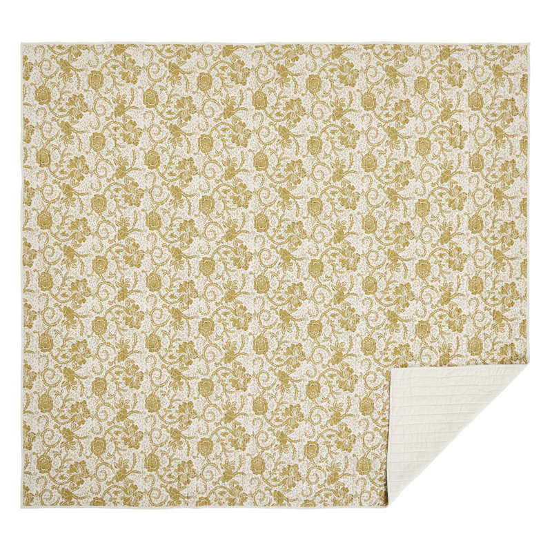 Ayda Cream/Mustard Standard Cotton 52 TC Reversible Quilt, King
