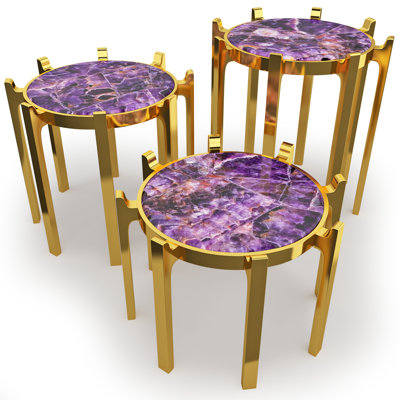 Stone Frame End Table Set