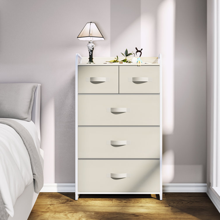 Dresser for Bedroom 16 Drawers, Tall White Fabric Dresser Organizer with Wood Top&Leather Front Ebern Designs