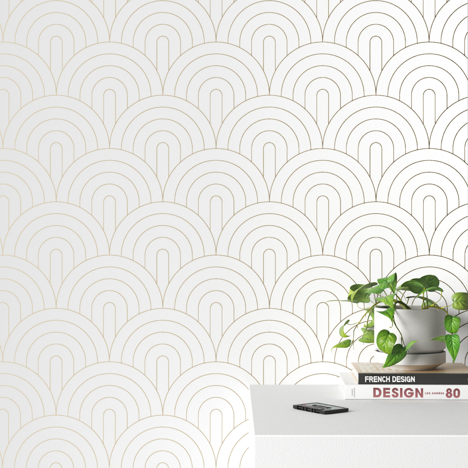 Rasha Modern Geometric Wallpaper, White