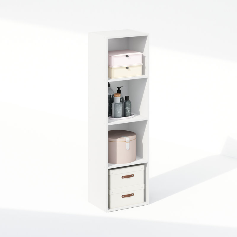 Furinno Reed 4-Tier Open Shelf Multipurpose Closet & Clothing Storage, Storage Organizer, White, 42" H x 12" W x 9" D