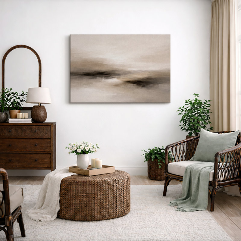 «Neutral Brown Minimalist Landscape Art», images de chambre à coucher, impression sur toile encadrée, impression numérique
