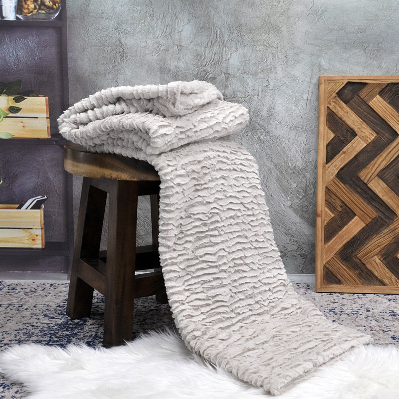 Knitted Throw Blanket, Beige