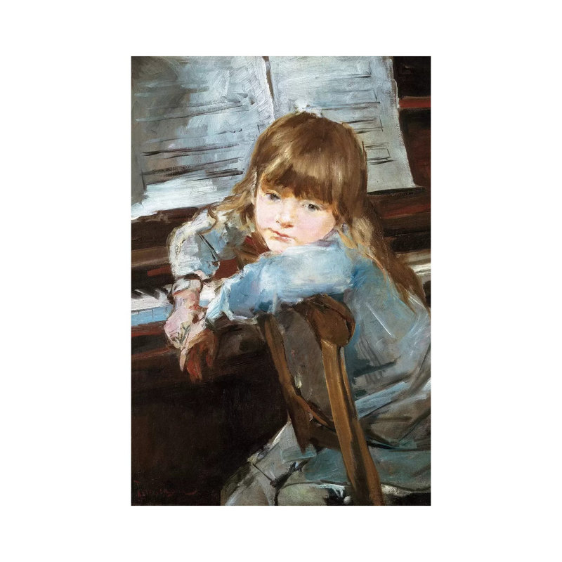 Girl Before The Piano, Late C19th by Francisco Torrescassana - Wrapped Canvas Painting, 20.32 cm H x 30.48 cm W