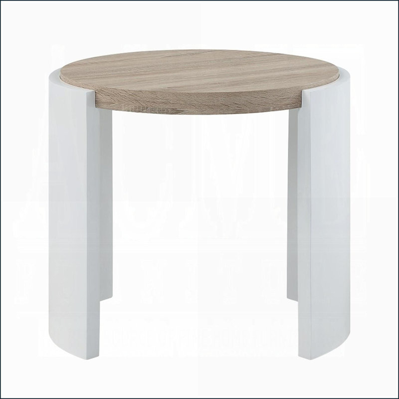 Chêne & amp; Table basse blanche ultrabrillante avec base traîneau, facile à nettoyer et amp; Durable pour le salon