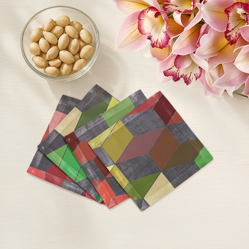 Modern Steps Cotton Sateen Cocktail Napkins, Winter