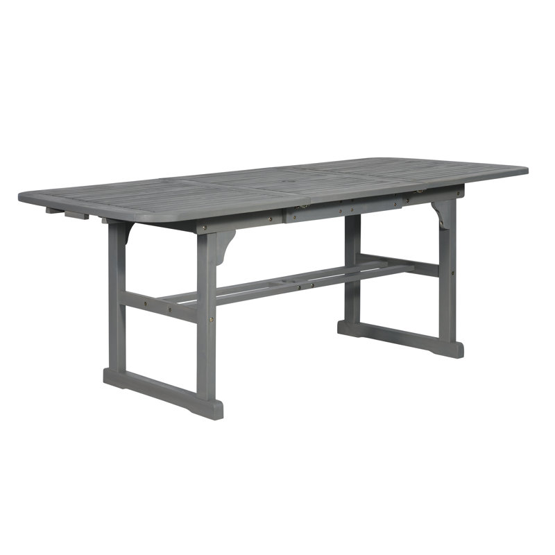 Alfonsi Extendable Acacia Wood Outdoor Dining Table, Gray Wash
